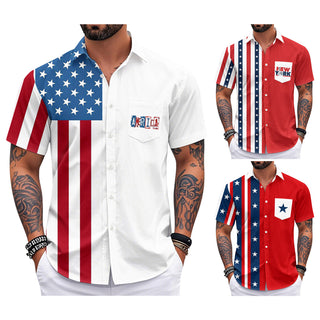 men's Hawaiian shirt front view Independence Day