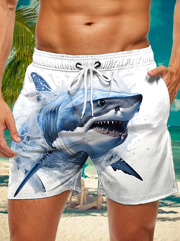 men's shark print casual pants front view