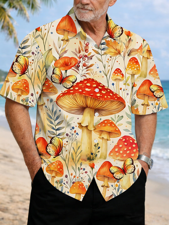 men's butterfly print shirt front view
