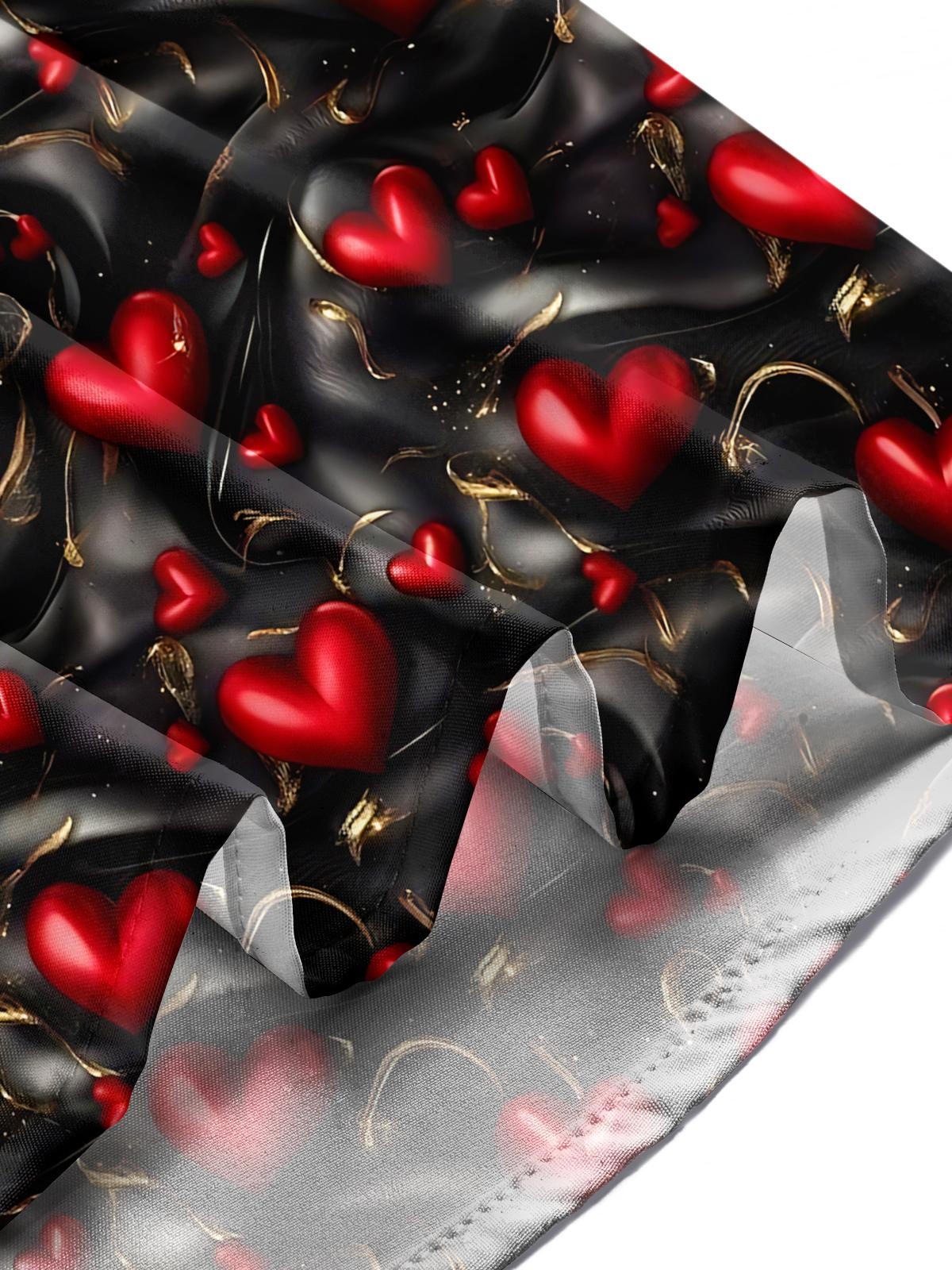 Valentine's Day Heart Print Men's Pocket Short Sleeve Shirts