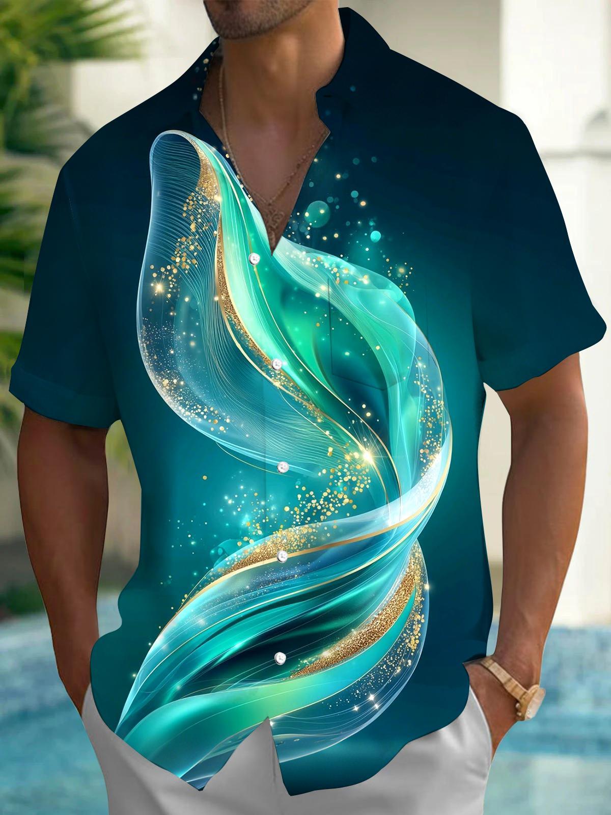 Men's abstract print short sleeve shirt front view