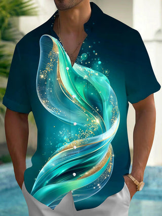 Men's abstract print short sleeve shirt front view