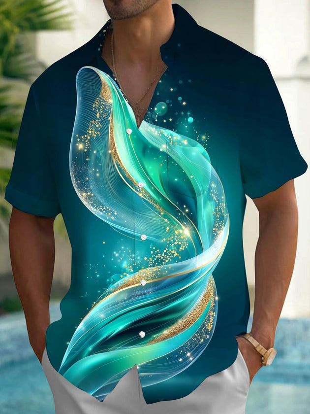Men's abstract print short sleeve shirt front view