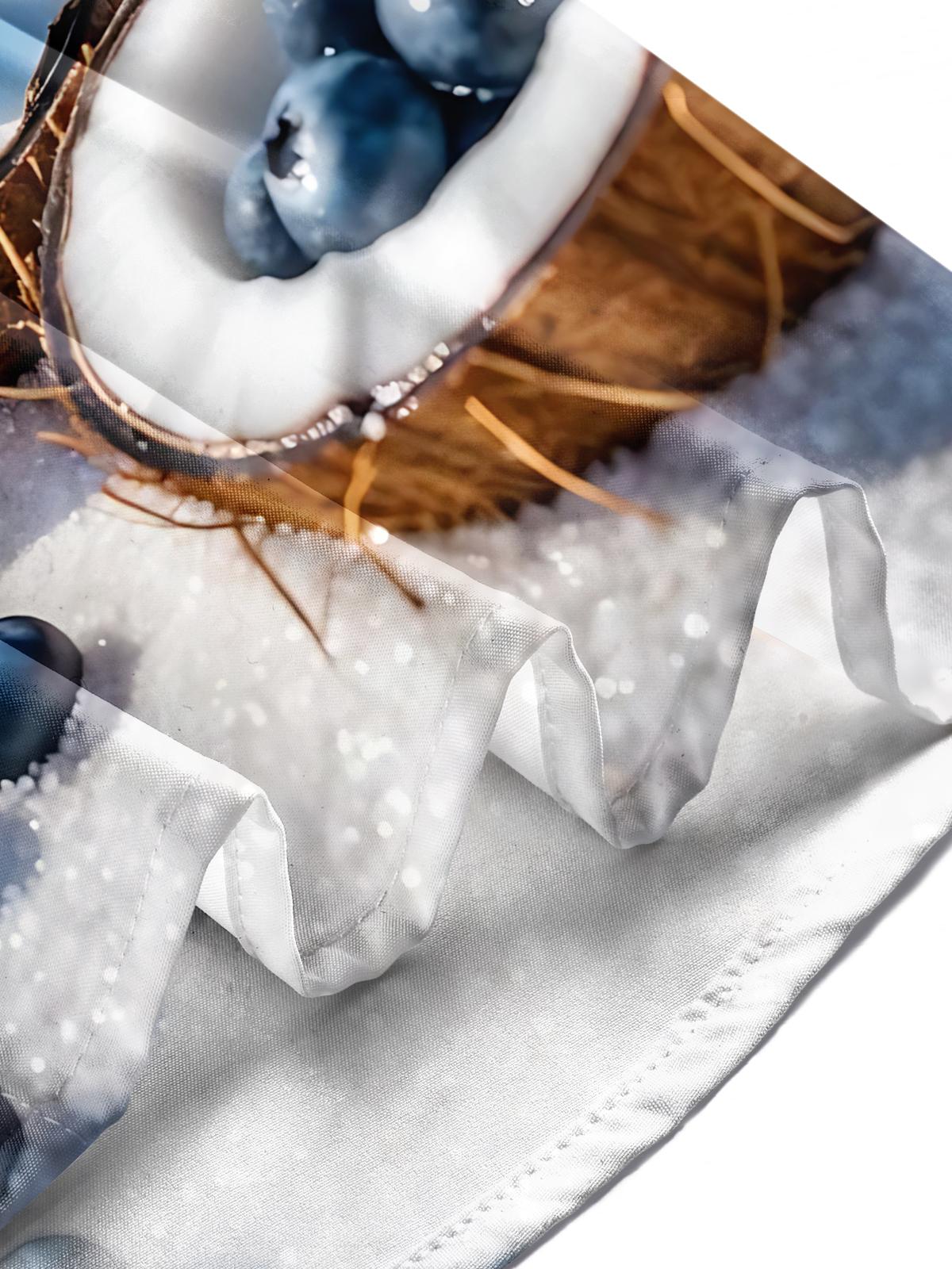 Blueberry Coconut Print Men's Pocket Short Sleeve Shirts