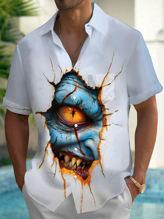 Men's funny abstract face short sleeve shirt front view Halloween costume