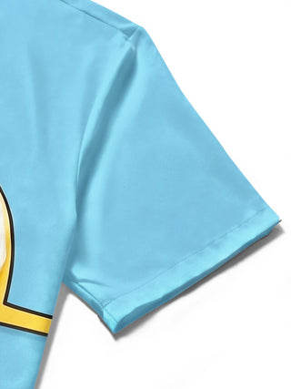 Funny Fried Egg Pizza Print Men's Pocket Short Sleeve Shirts