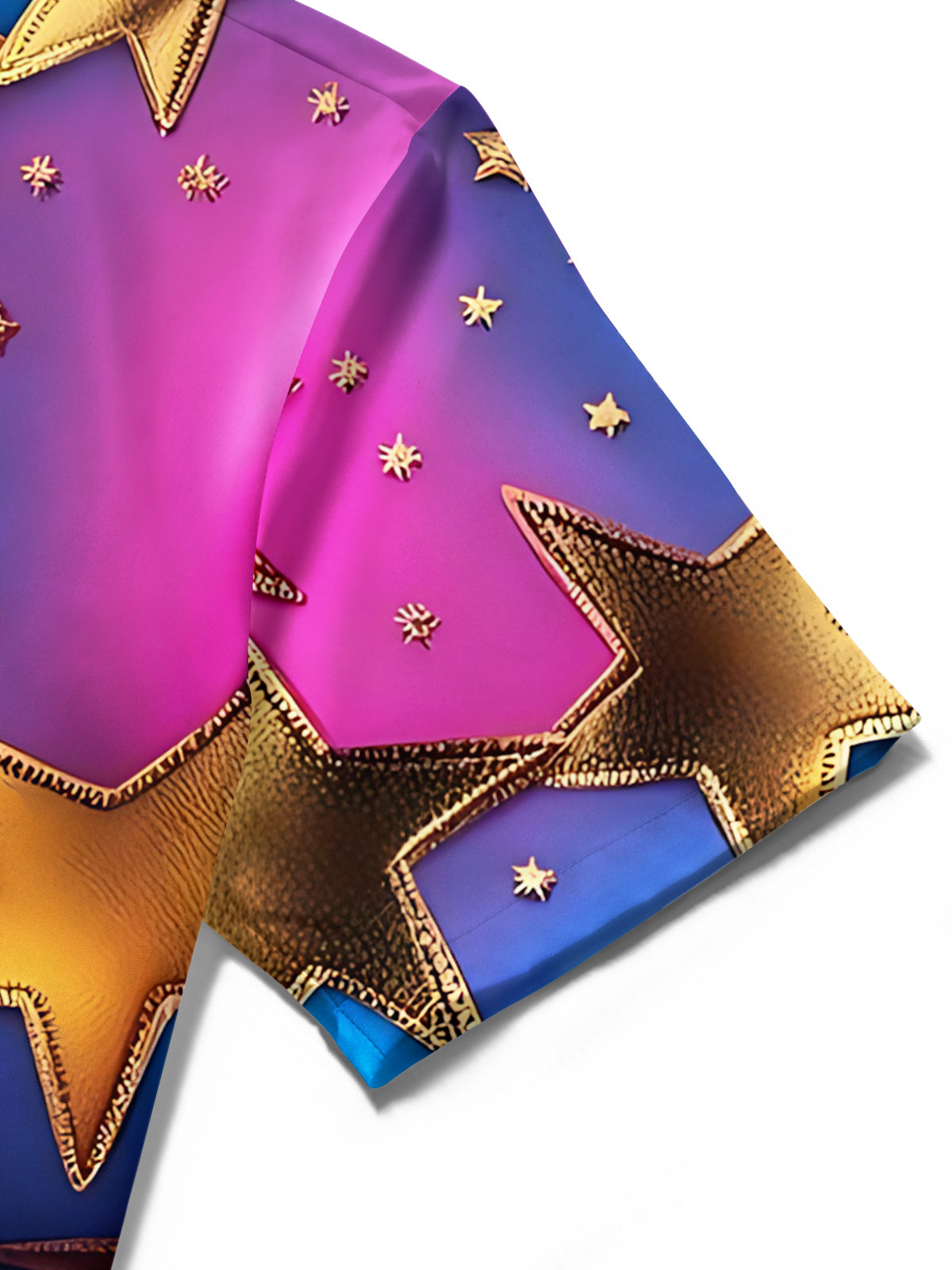 Gradient Star Print Men's Pocket Short Sleeve Shirts