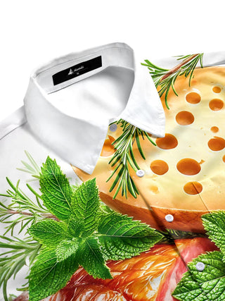 Men's casual food print half sleeve shirt side view