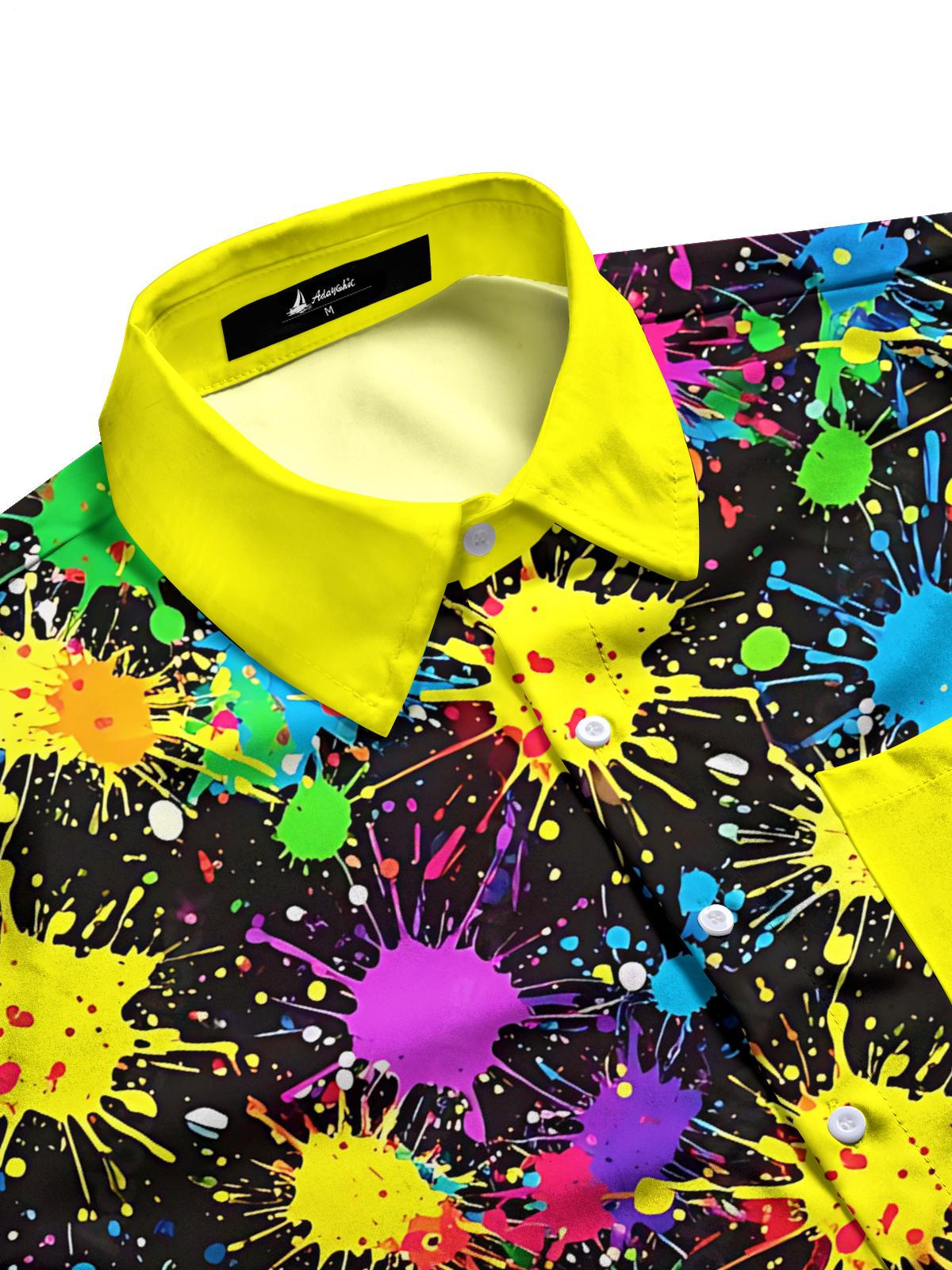 Tie Dye Print Men's Pocket Short Sleeve Shirts