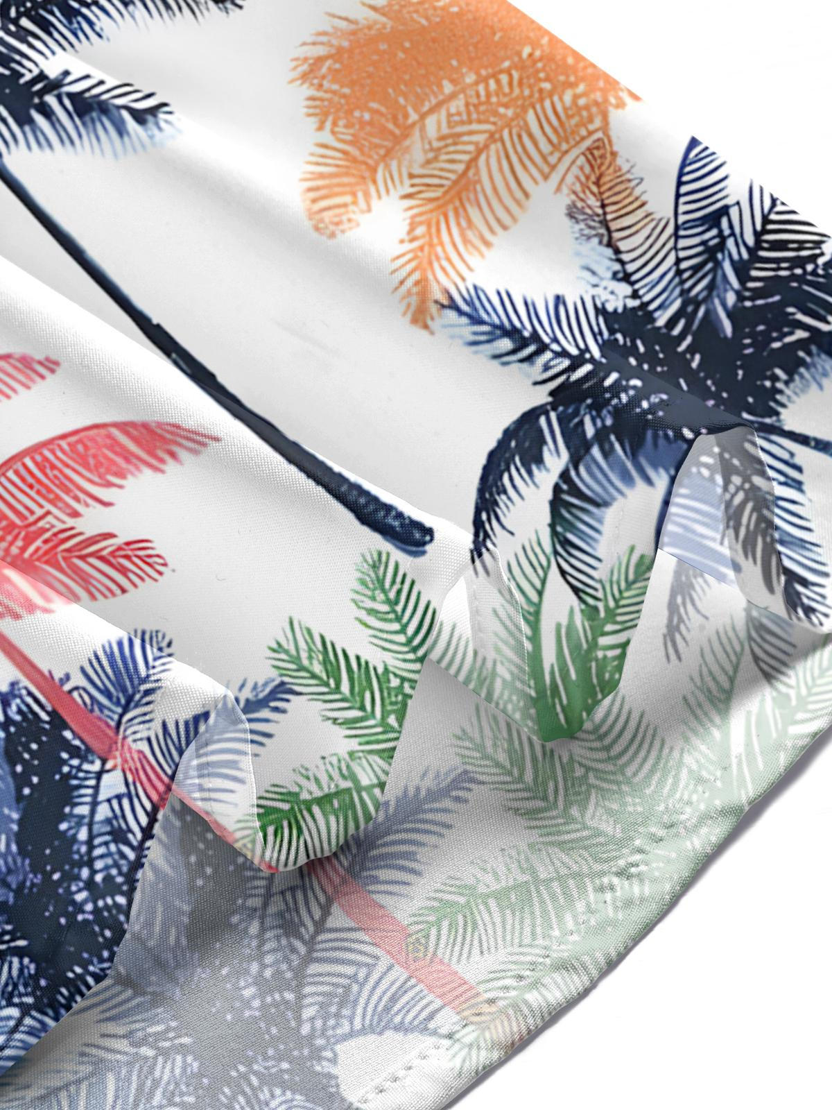 Coconut Tree Print Men's Pocket Short Sleeve Shirts