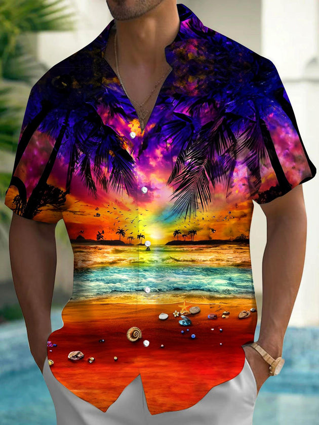 men's Hawaiian shirt front view beach vacation