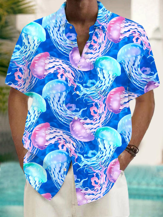 men's fish print shirt front view