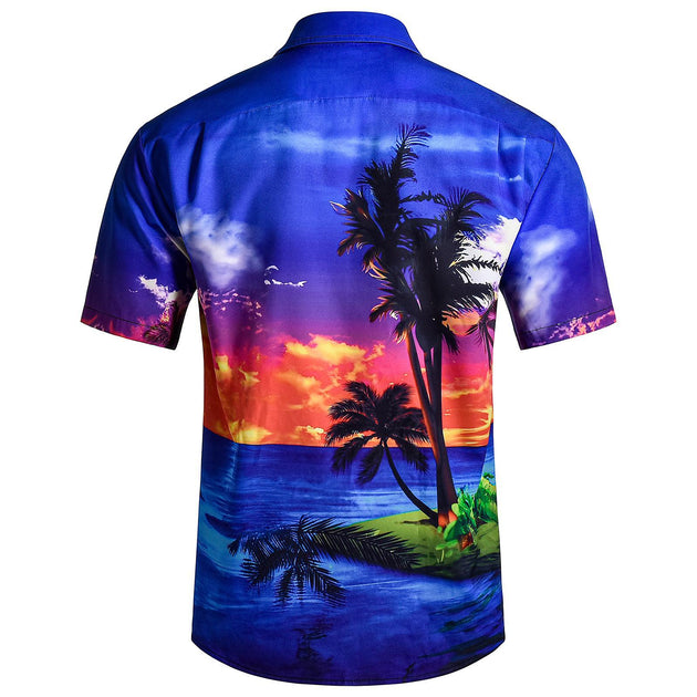 Mens Tropical Shirts Short Sleeve Hawaiian Palm Tree Loose Fit Vacation Shirts Fashion Lightweight Clothes Daily Wear value