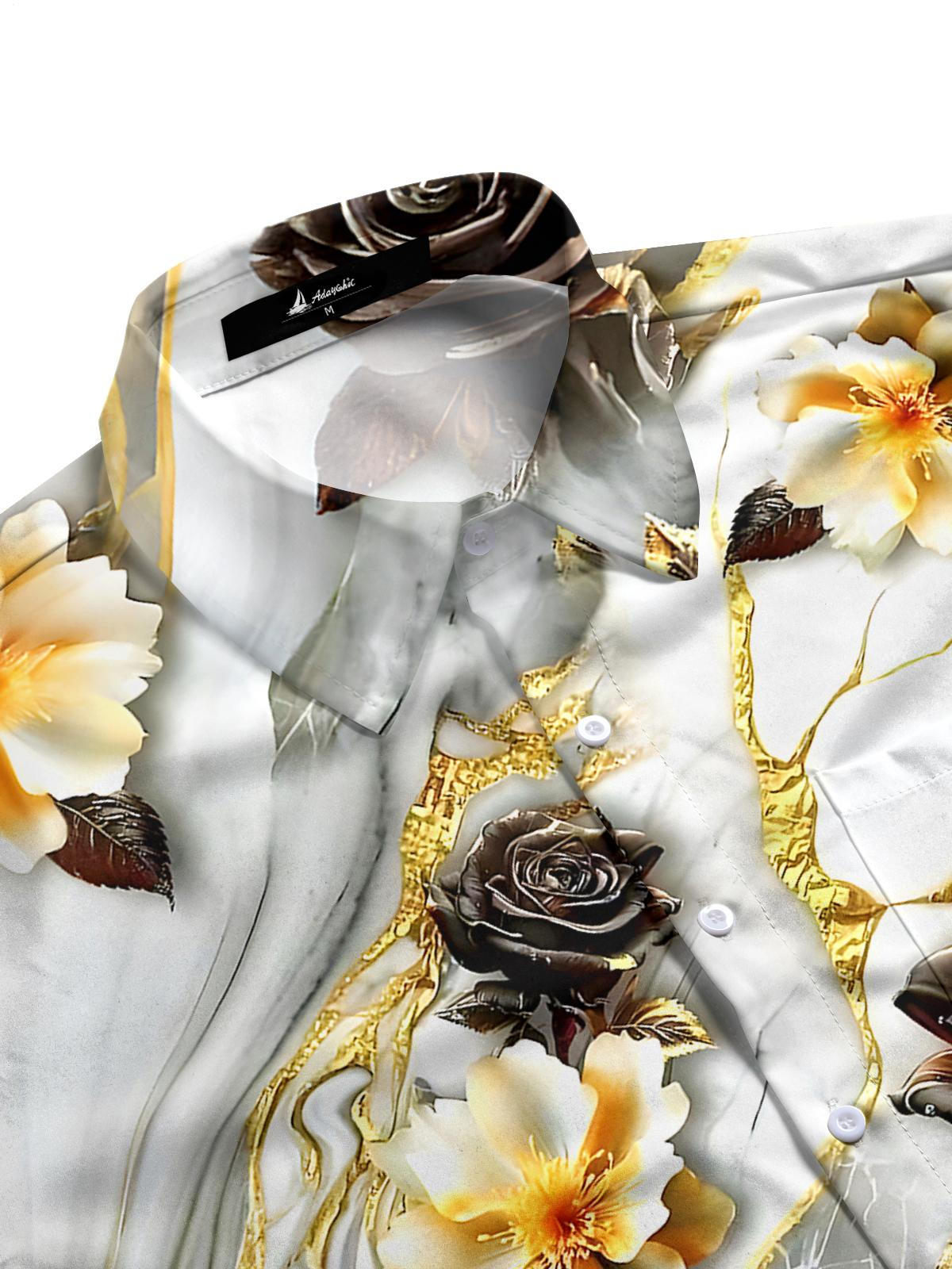 Floral Men's Pocket Short Sleeve Shirts