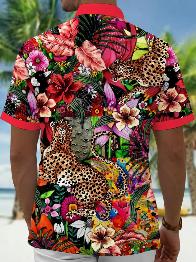 men's leopard print shirt back view