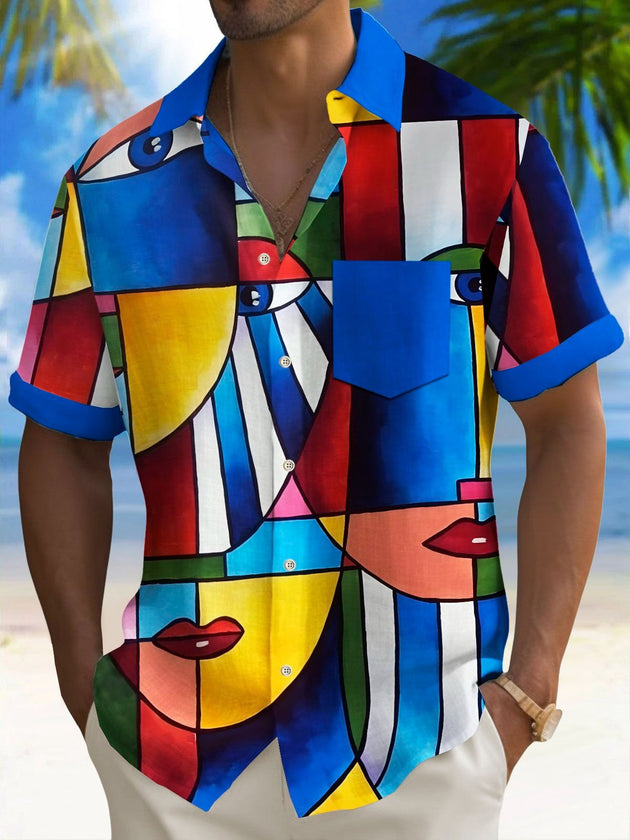 men's patterned sweater shirt front view