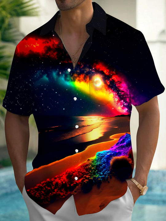 men's Hawaiian shirt front view beach vacation