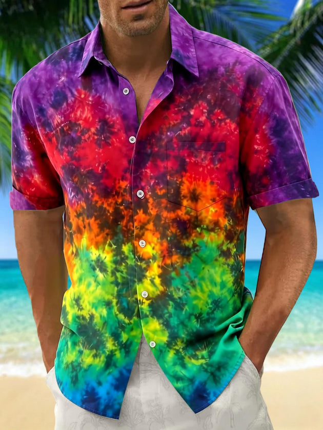 Tie Dye Men's Pocket Short Sleeve Shirts