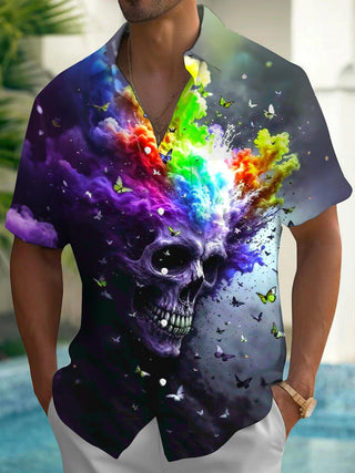 men's skull print shirt front view