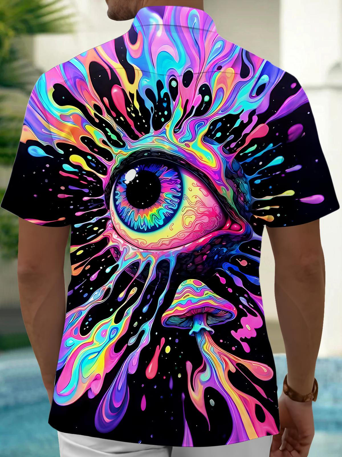 Eyes Mushroom Men's Pocket Short Sleeve Shirts