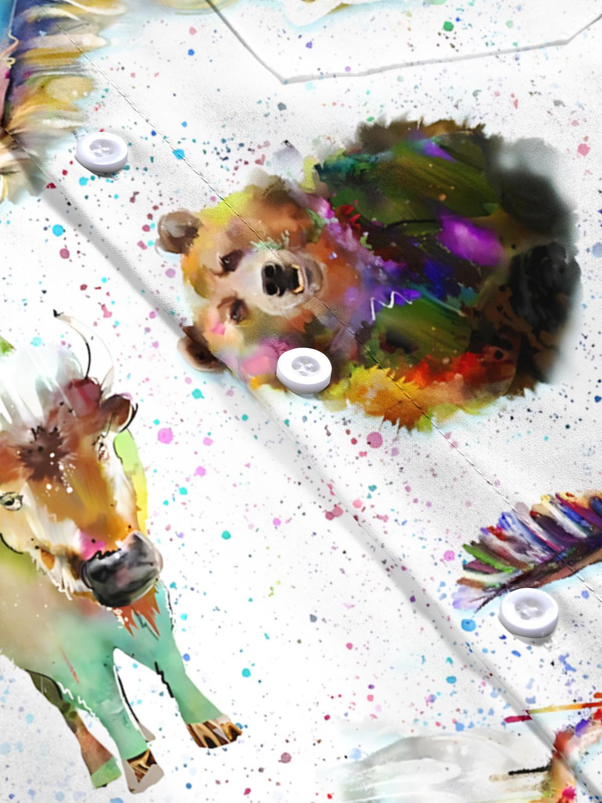 Animal Print Men's Pocket Short Sleeve Shirts