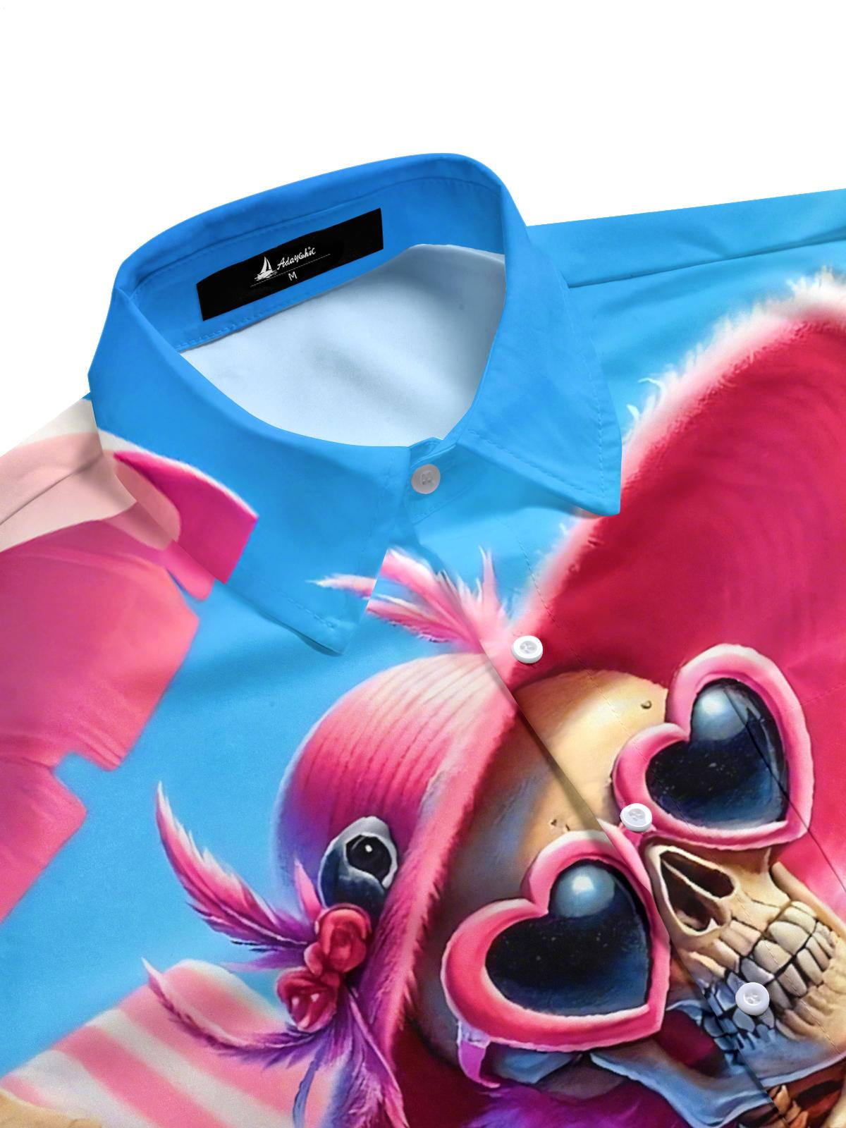 Beach Skull Hawaiian PrintMen's Pocket Short Sleeve Shirts