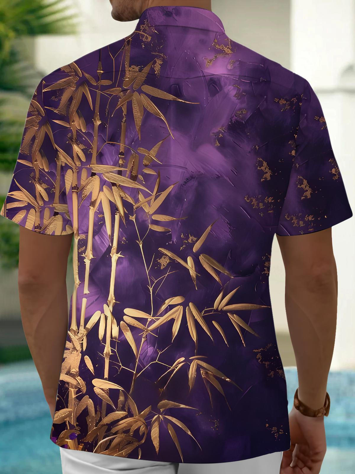 Bamboo Print Men's Pocket Short Sleeve Shirts