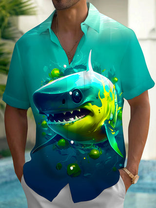 men's shark print shirt front view