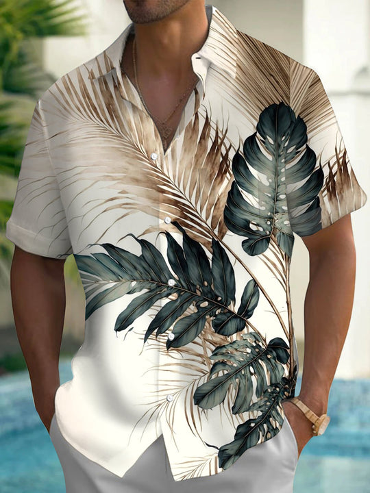 men's Hawaiian shirt front view tropical beach vacation