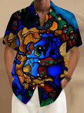 Abstract Short Sleeve Men's Shirts With Pocket