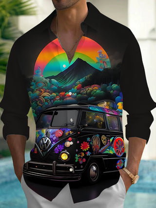 Men's long sleeve car print shirt front view