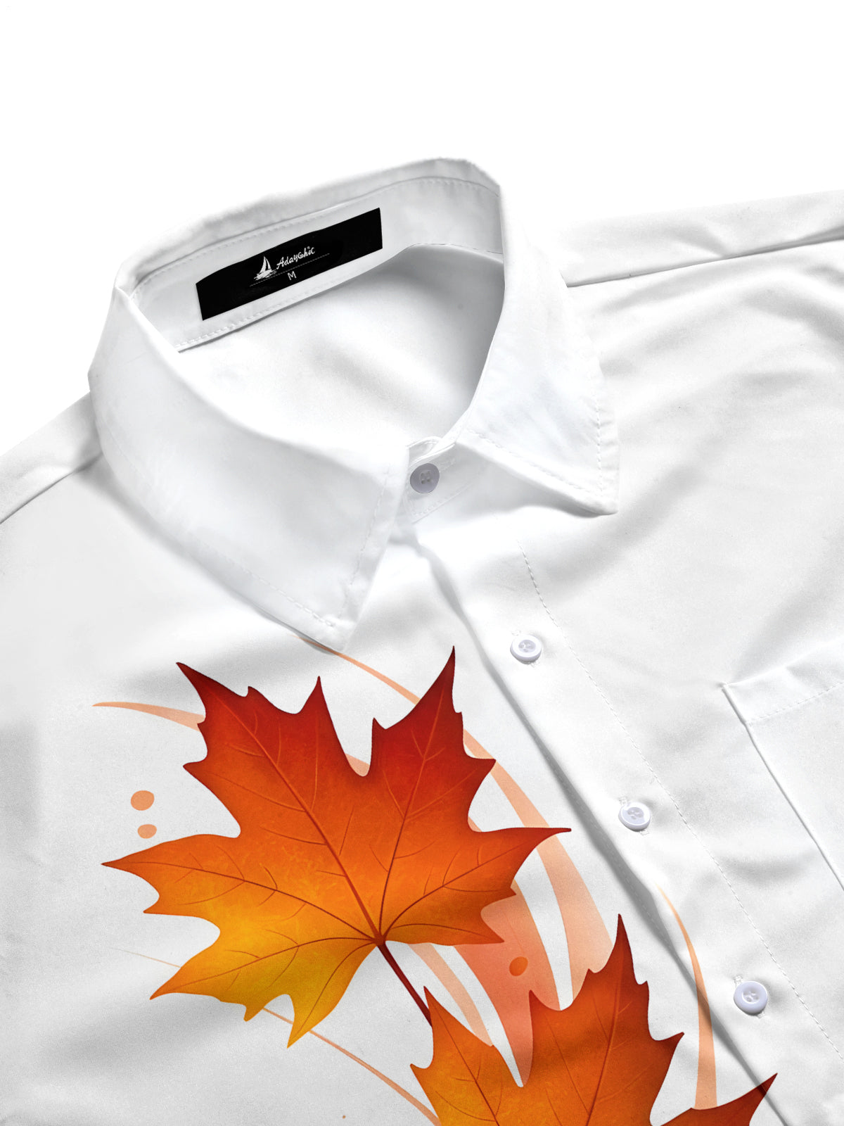 Maple Leaf Print Men's Pocket Short Sleeve Shirts