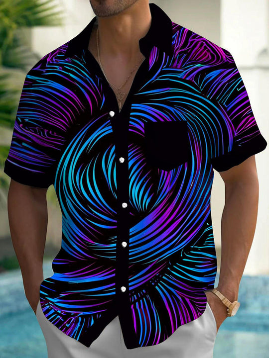 men's Hawaiian shirt front view tropical beach vacation