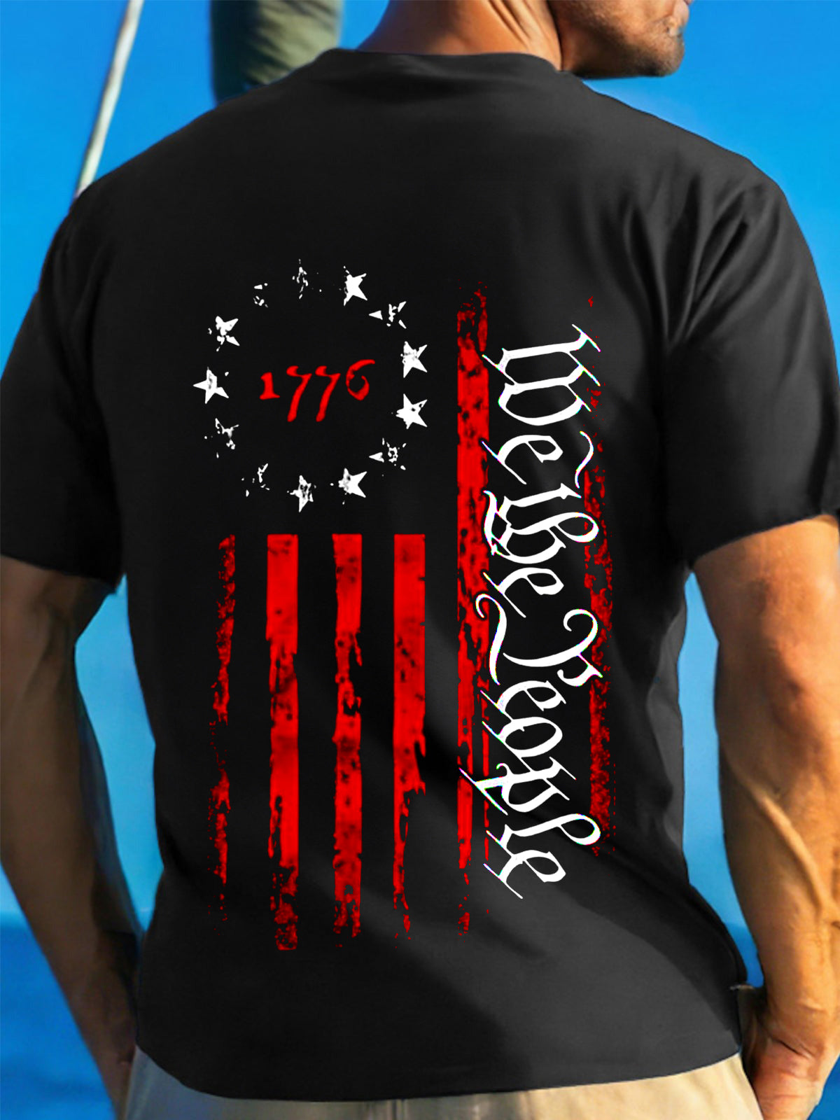 1776 American Flag Round Neck Short Sleeve Men's T-shirt