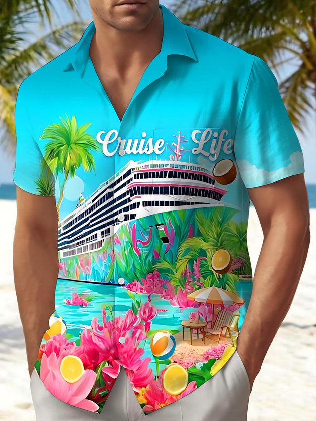 Hawaiian Cruise Vacation Life Men's Pocket Short Sleeve Shirts