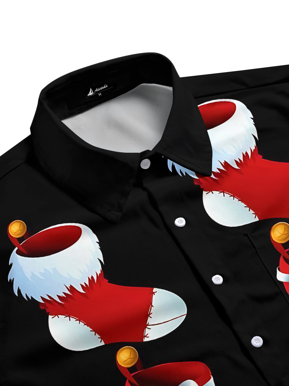 Christmas Socks Print Men's Pocket Short Sleeve Shirts