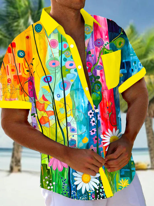 men's floral shirt front view