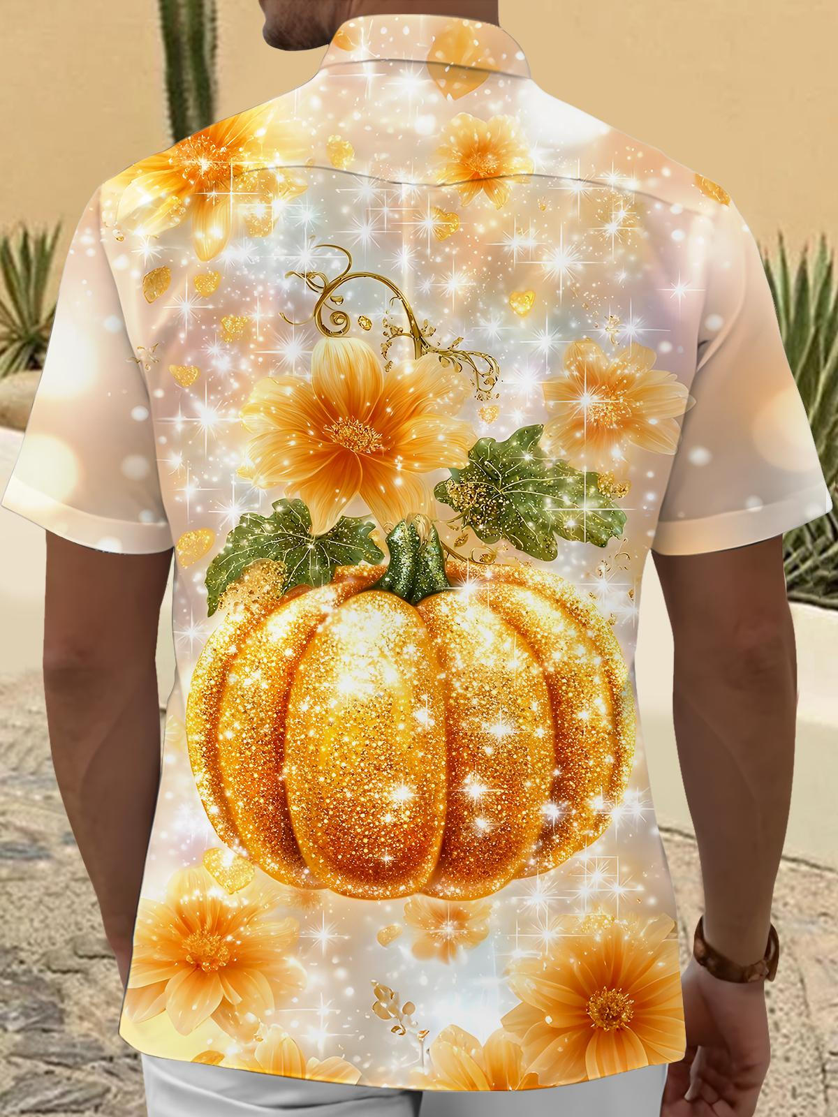 Pumpkin Men's Pocket Short Sleeve Shirts