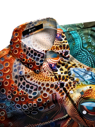 men's octopus print short sleeve flat lay shirt