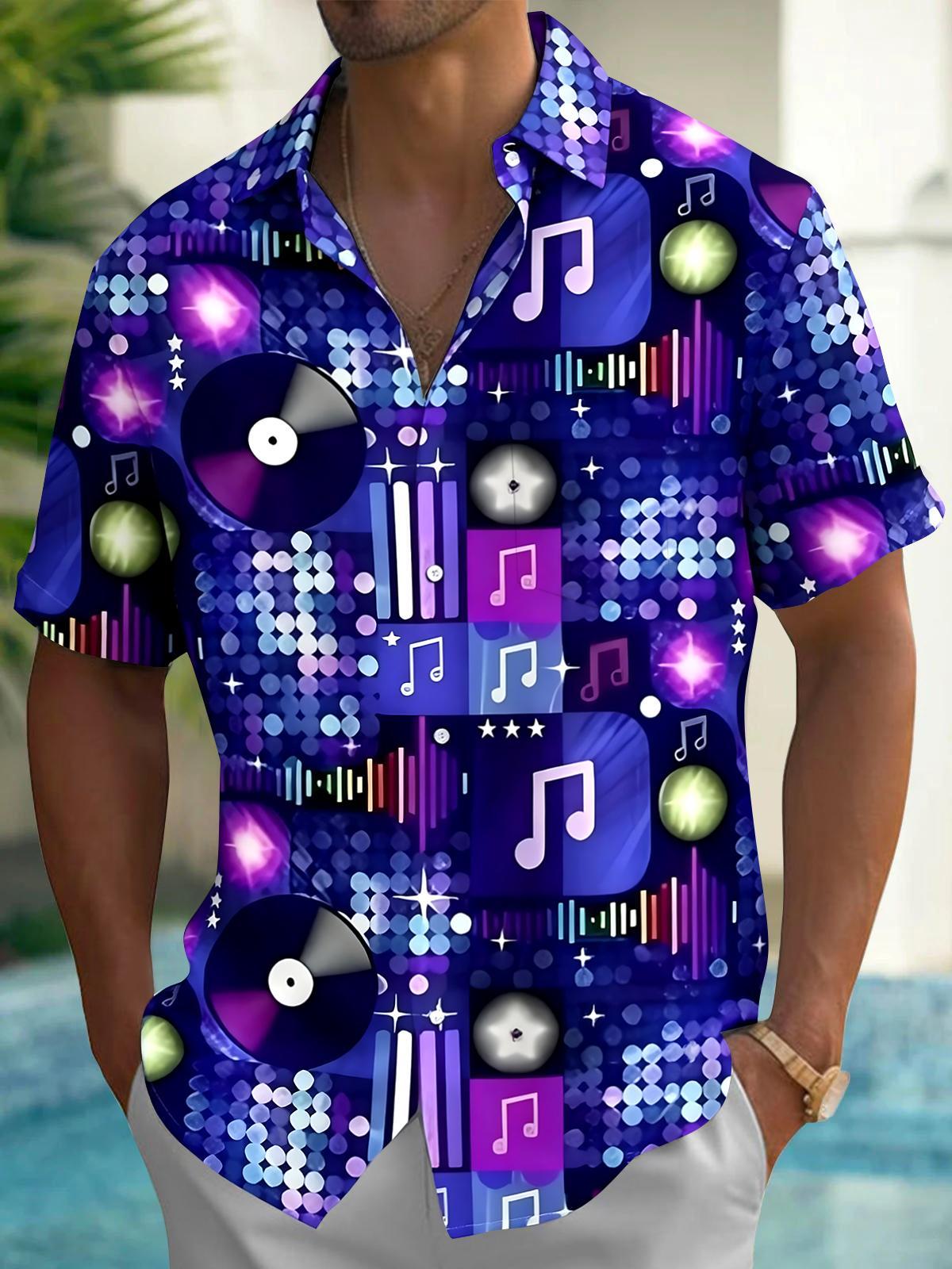 Musical Note CD Men's Pocket Short Sleeve Shirts