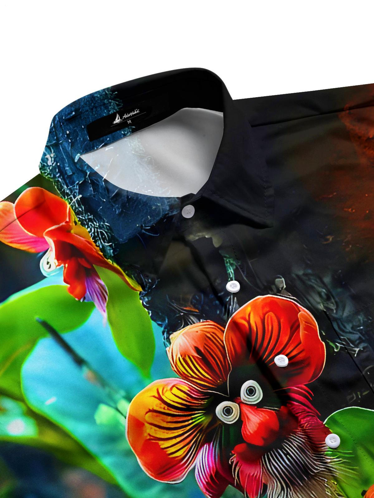 Funny Floral Men's Pocket Short Sleeve Shirts