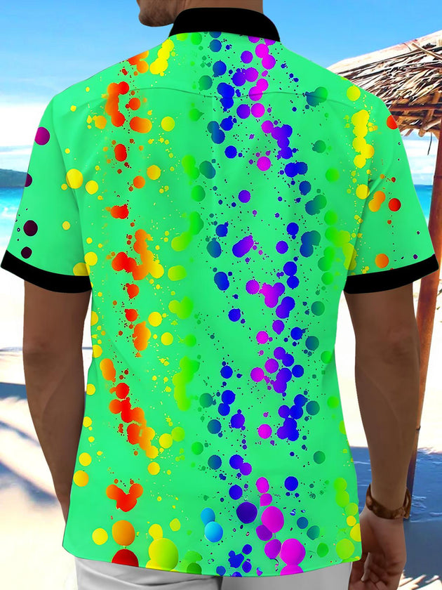 Men's abstract print tie dye short sleeve shirt back view
