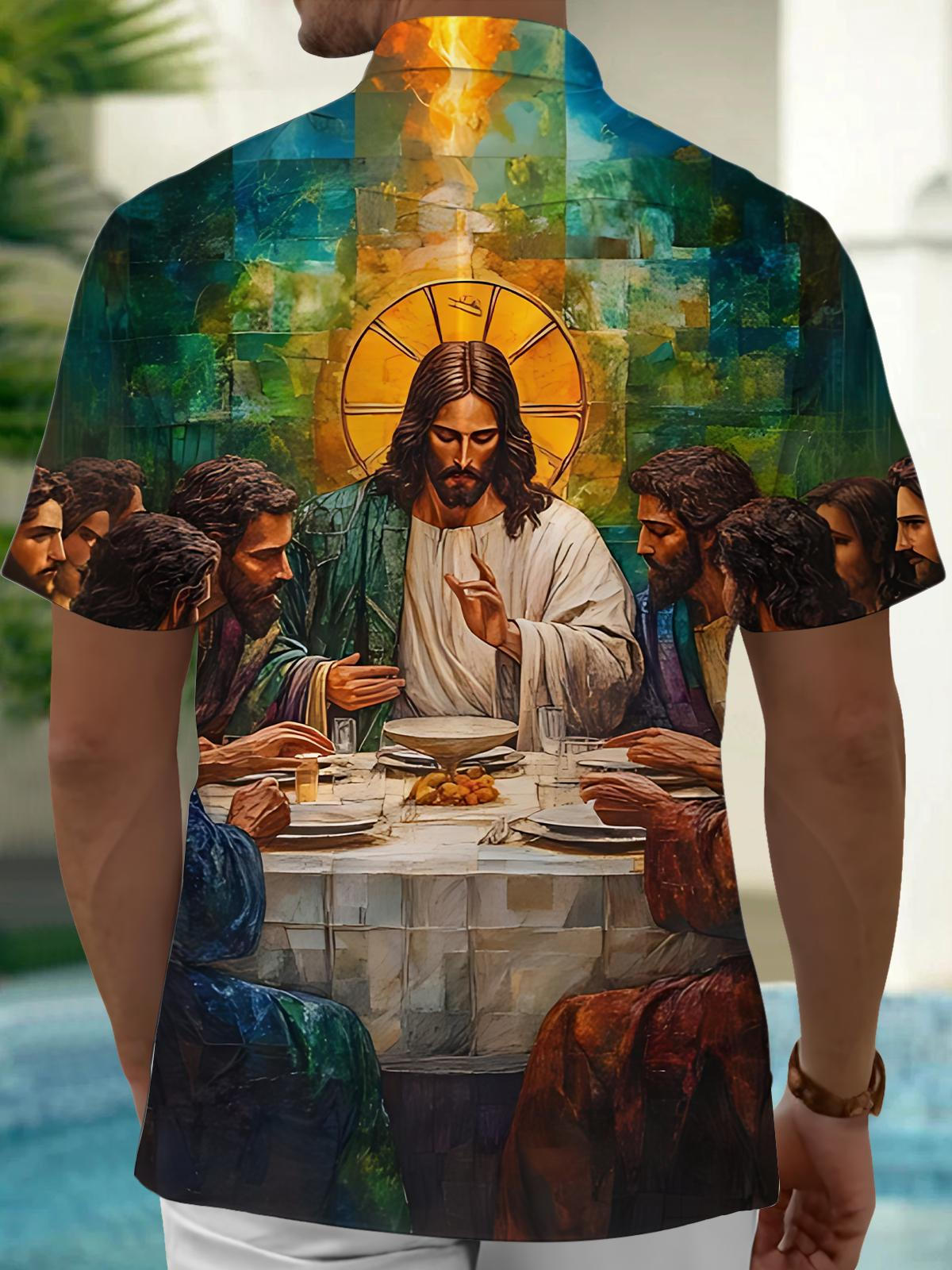 Jesus Art Print Men's Pocket Short Sleeve Shirts