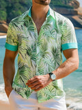 Hawaiian Plant Leaf Print Short Sleeve Men's Shirts