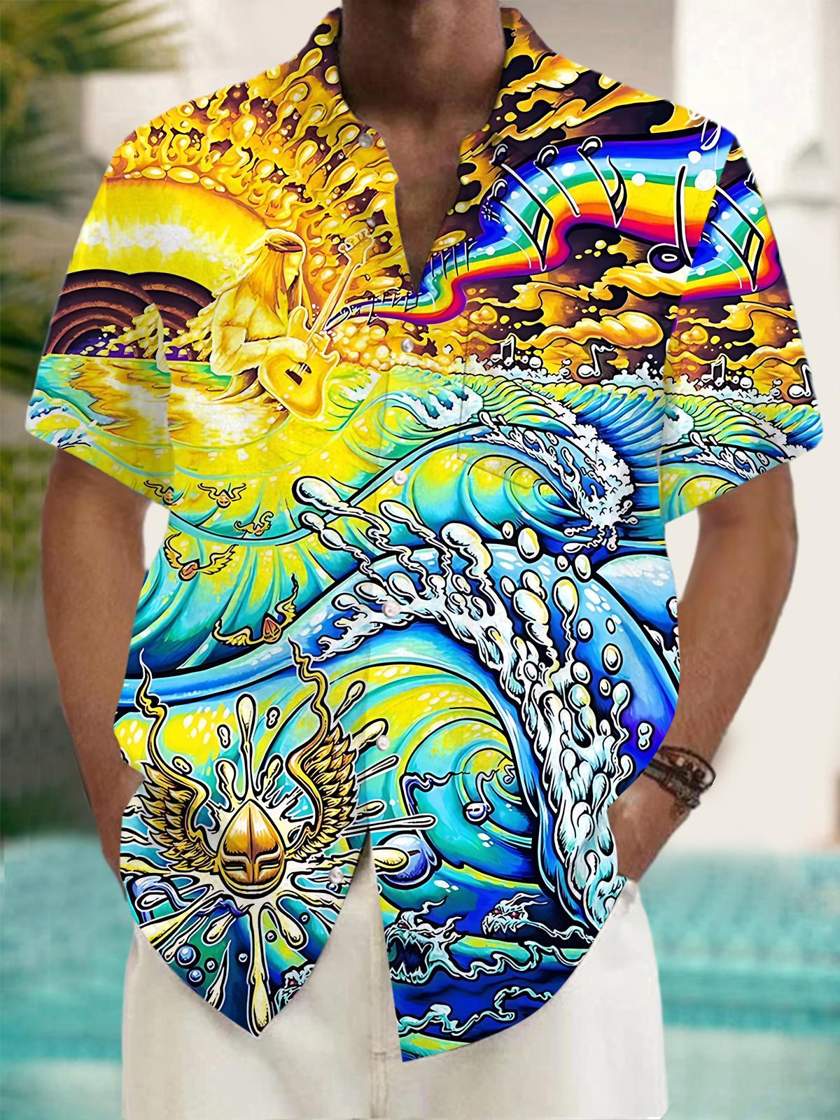 Abstract Art Print Men's Pocket Short Sleeve Shirts