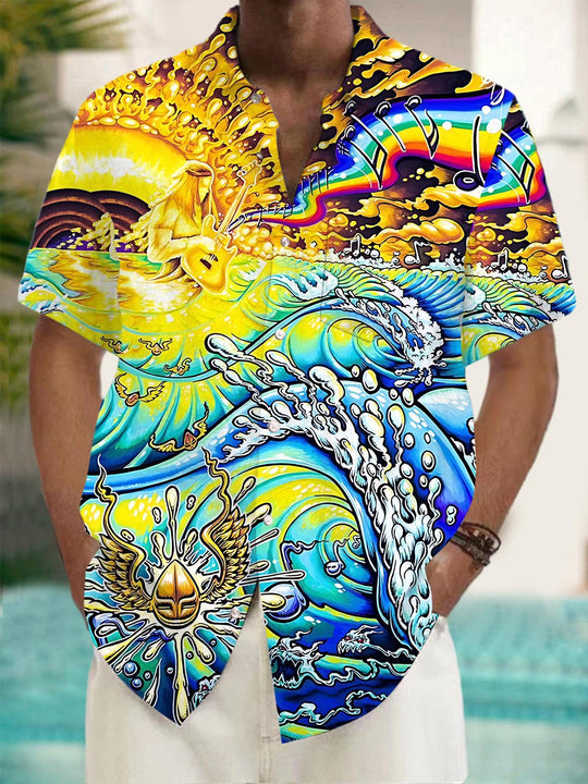 Men's abstract print short sleeve shirt front view