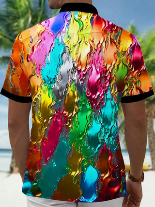 men's vibrant colors geometric print shirt back view