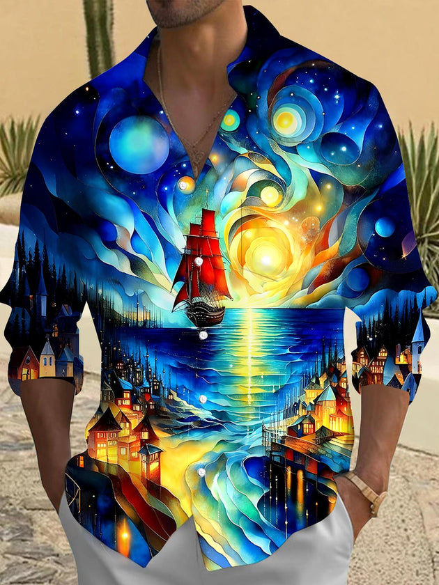 men's art print shirt front view
