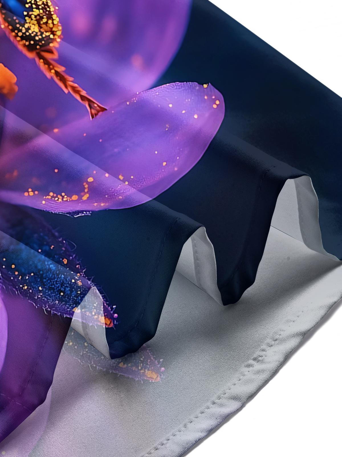 Bee Flower Print Men's Pocket Short Sleeve Shirts