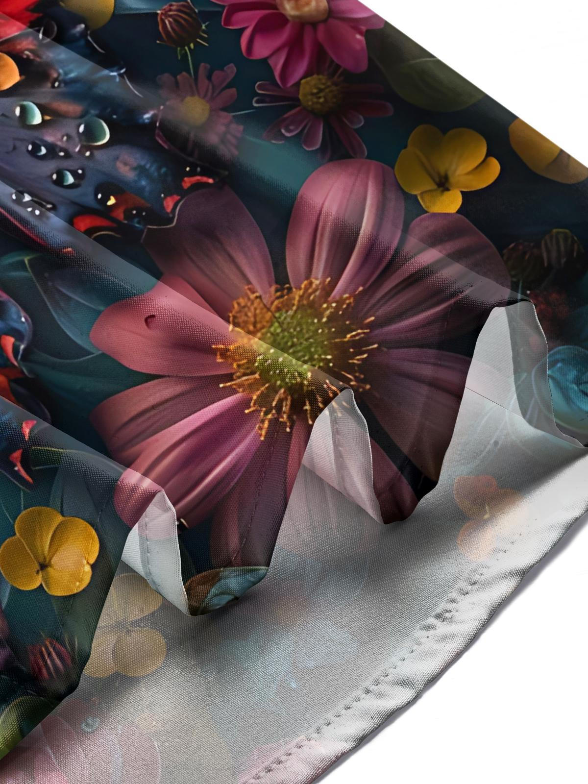 Butterfly Floral Print Men's Pocket Short Sleeve Shirts